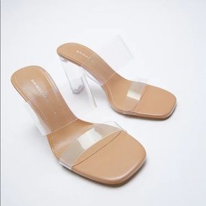 ZARA VINYL SANDALS WITH METHACRYLATE HEEL SIZE 9